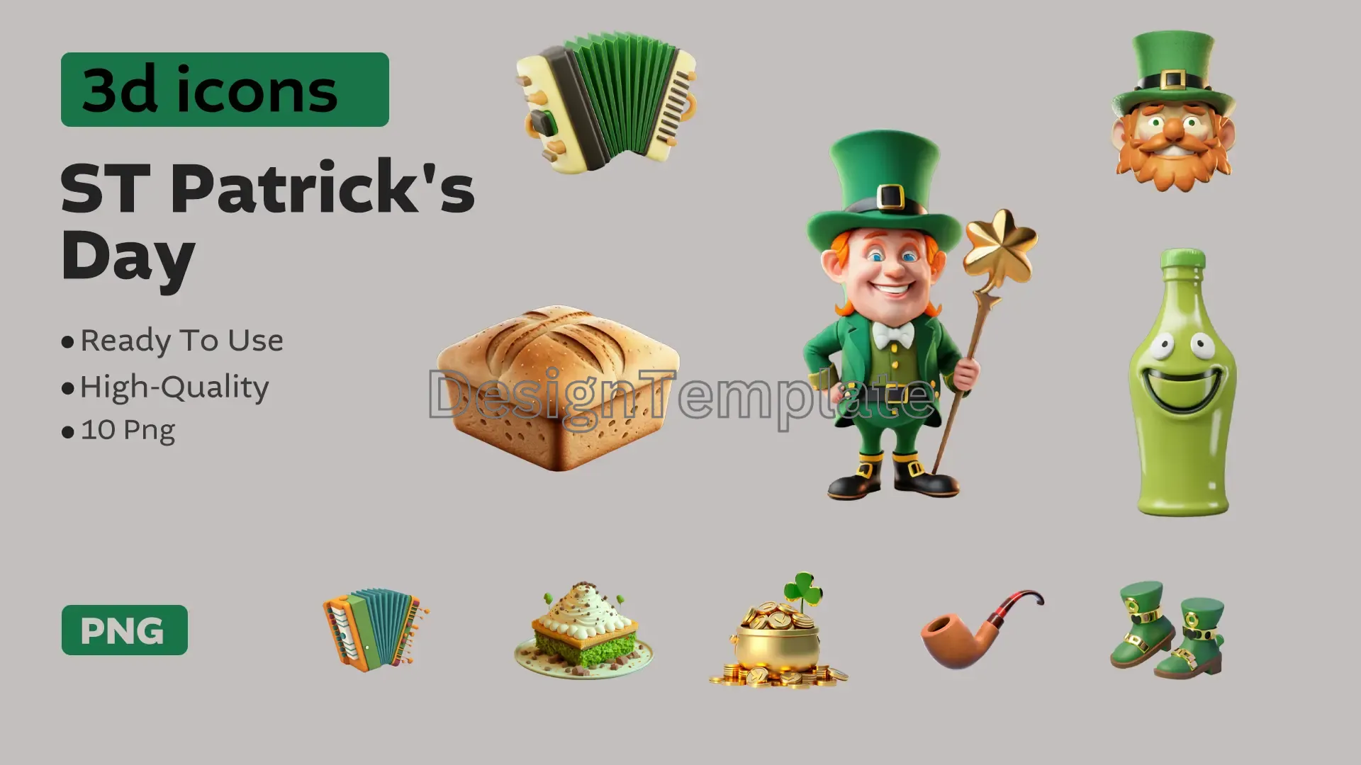 Dynamic St. Patrick's Day 3D Elements Pack